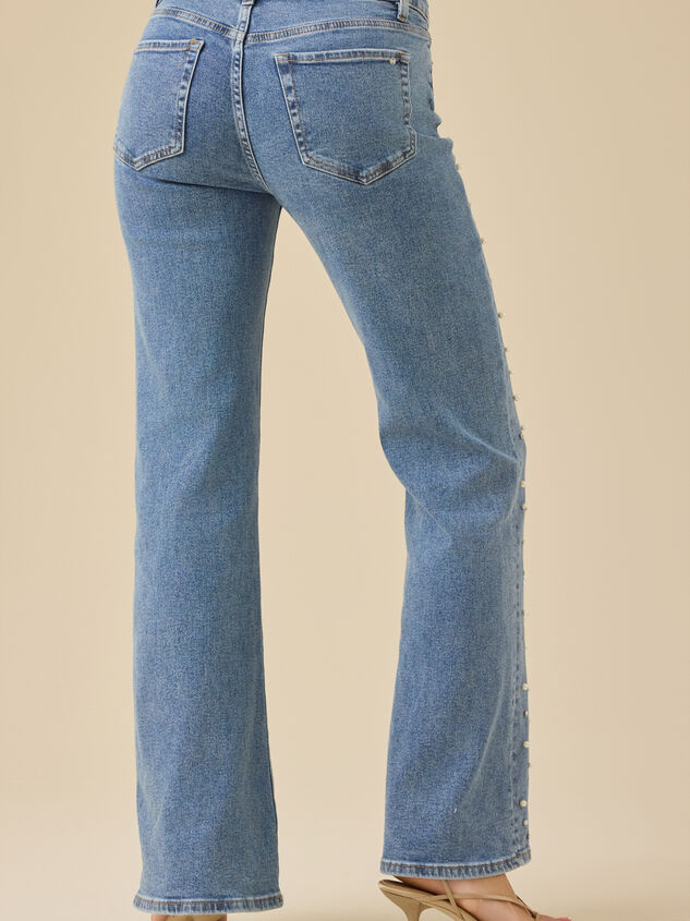 Karter Embellished Straight Leg Jeans Detail 5 - TULLABEE