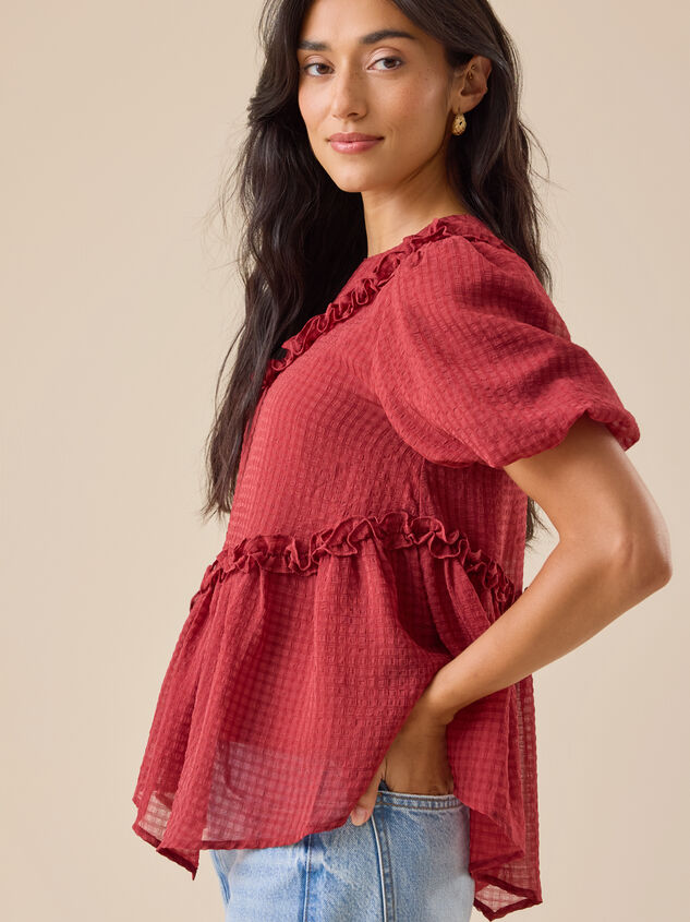 Dolly Ruffle Asymmetrical Top Detail 3 - TULLABEE