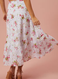 Belle Floral Midi Skirt Detail 5 - TULLABEE