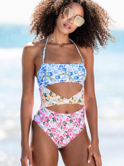 Hibiscus Floral Cut-Out Swimsuit - TULLABEE