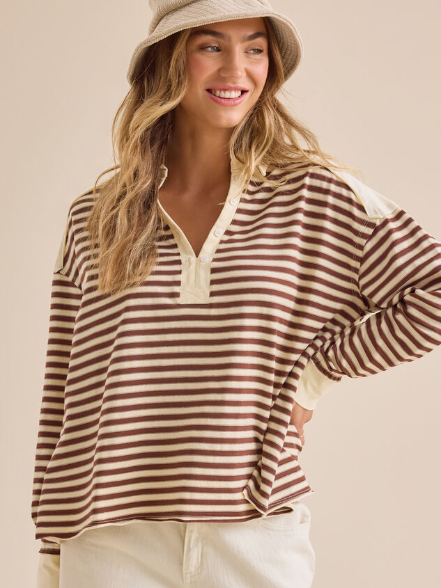 Aileen Oversized Striped Polo Detail 3 - TULLABEE