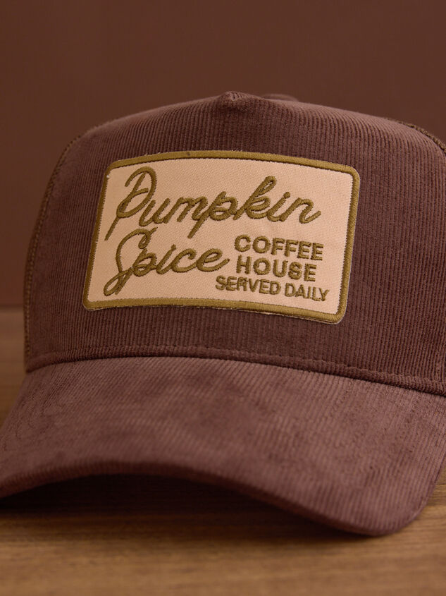 Pumpkin Spice Trucker Hat Detail 2 - TULLABEE