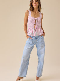 Illy Smocked Tie Front Top Detail 2 - TULLABEE