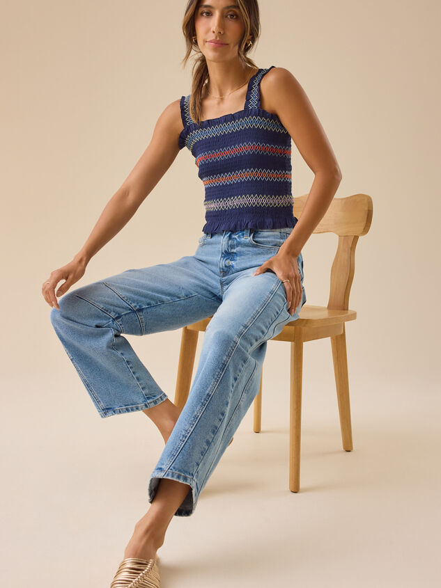 Nubia Embroidered Smocked Top Detail 4 - TULLABEE