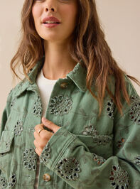 Renesme Denim Eyelet Jacket Detail 3 - TULLABEE