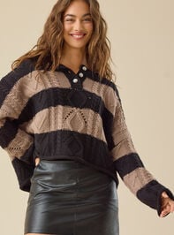 Hailey Striped Henley Sweater - TULLABEE