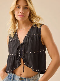 Casy Studded Tie Front Vest - TULLABEE