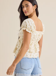 Mae Ditsy Floral Babydoll Top Detail 3 - TULLABEE