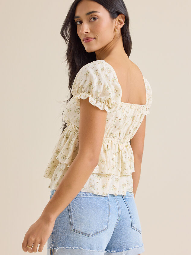 Mae Ditsy Floral Babydoll Top Detail 3 - TULLABEE