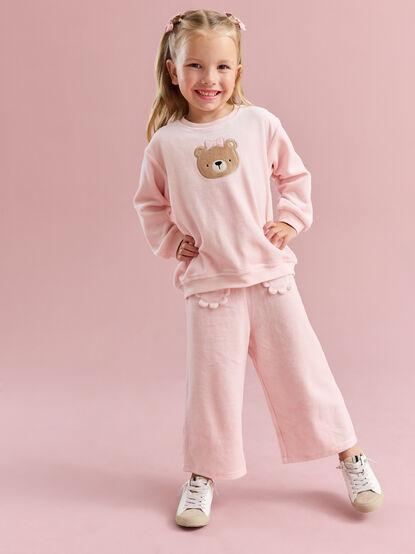 Blissful Bear Velour Top and Pants Set - TULLABEE