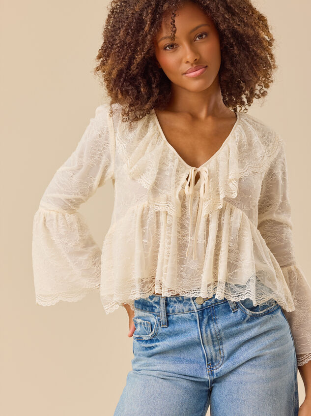 Suki Lace Bell Sleeve Top Detail 2 - TULLABEE
