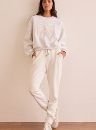 In Bow Motion Embroidered Cropped Pullover Detail 3 - TULLABEE
