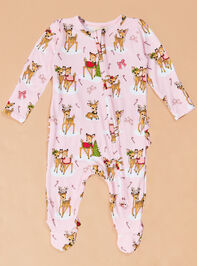 Rosy Reindeer Ruffle Footie Detail 2 - TULLABEE