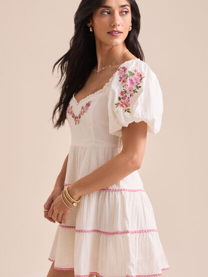 Lacy Puff Sleeve Mini Dress - TULLABEE