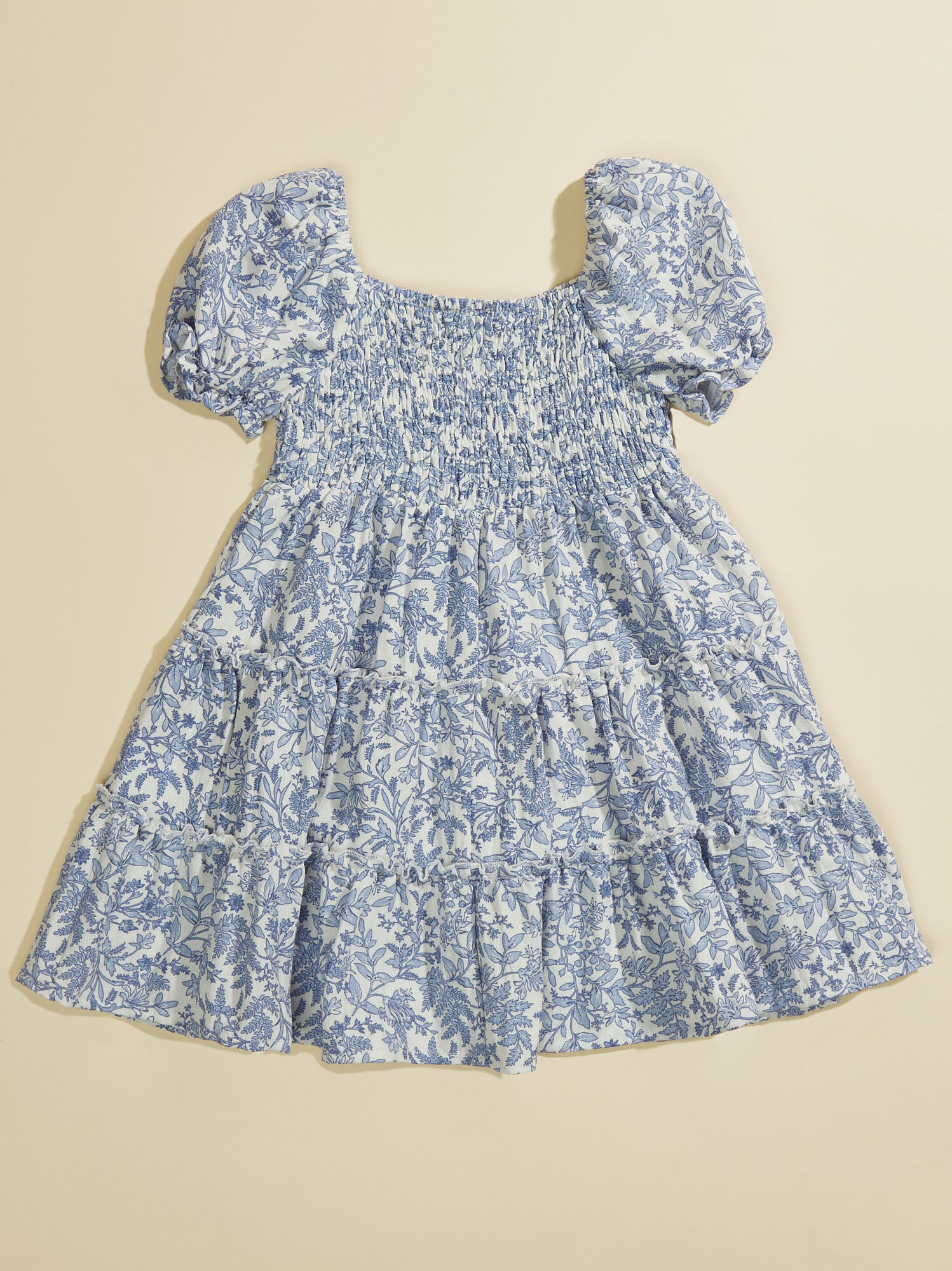 Evelyn Blue Floral Toddler Dress Tullabee