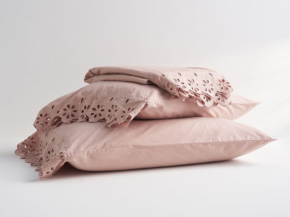 Jane Eyelet Cotton Single Pillowcase - TULLABEE - 