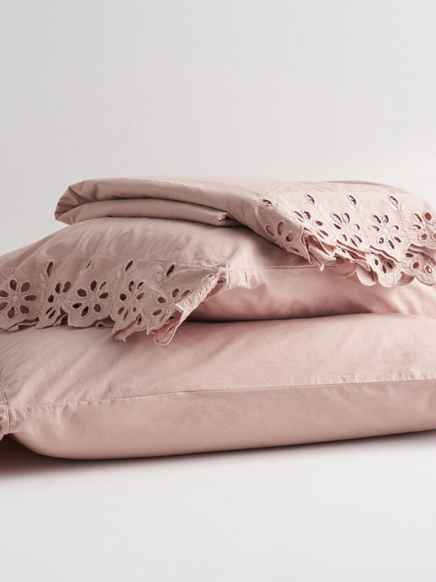 Jane Eyelet Cotton Single Pillowcase - TULLABEE