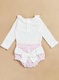 Sophie Bodysuit and Bow Bloomer Set by Mudpie Detail 2 - TULLABEE