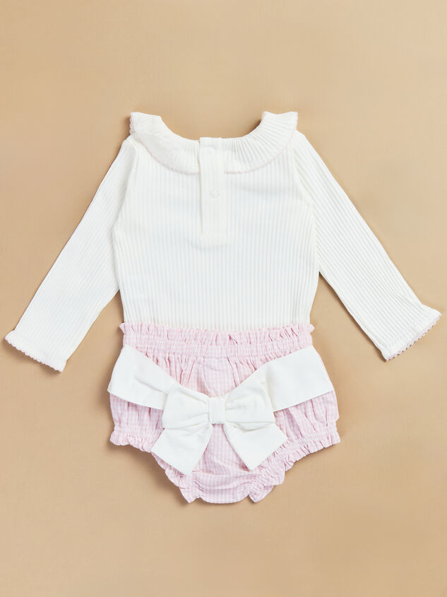 Sophie Bodysuit and Bow Bloomer Set by Mudpie Detail 2 - TULLABEE