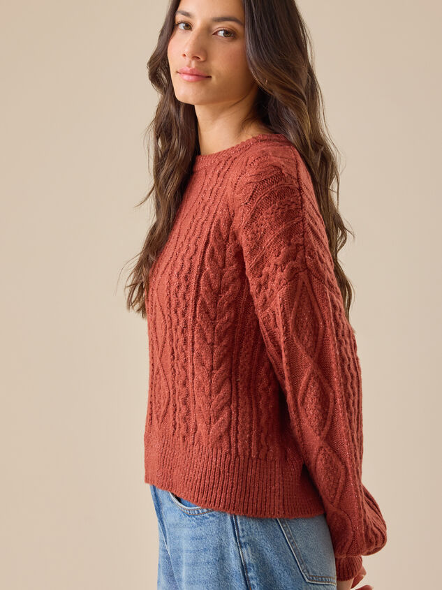 Diane Cropped Cable Sweater Detail 4 - TULLABEE