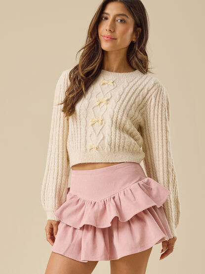 Lanalle Ruffle Corduroy Mini Skirt - TULLABEE