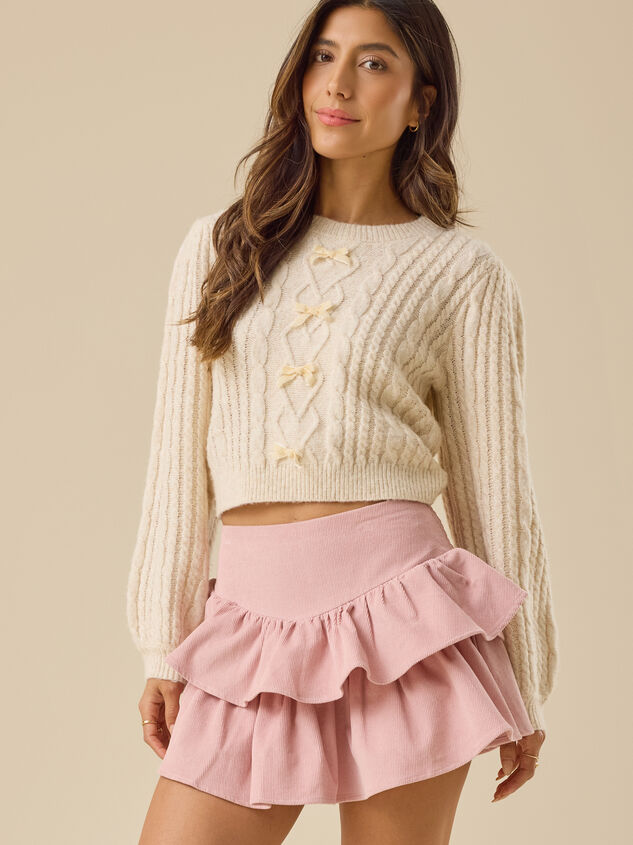 Lanalle Ruffle Corduroy Mini Skirt Detail 2 - TULLABEE