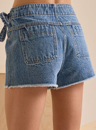 Dylan Side Tie Denim Skort Detail 6 - TULLABEE