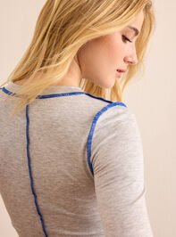 Ruched Contrast Long Sleeve Detail 4 - TULLABEE