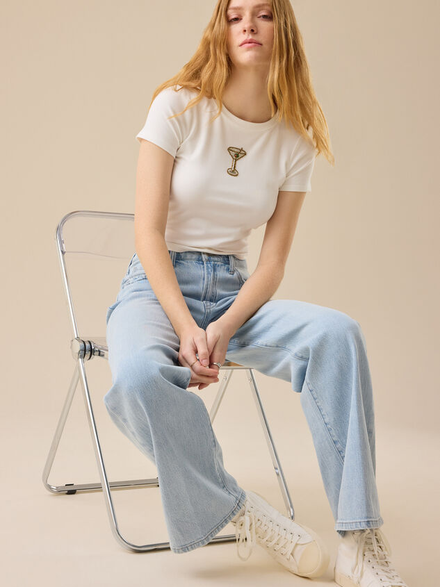 Martini Beaded Embroidery Baby Tee Detail 2 - TULLABEE