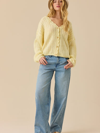 Angelina Pointelle Scalloped Cardigan - TULLABEE