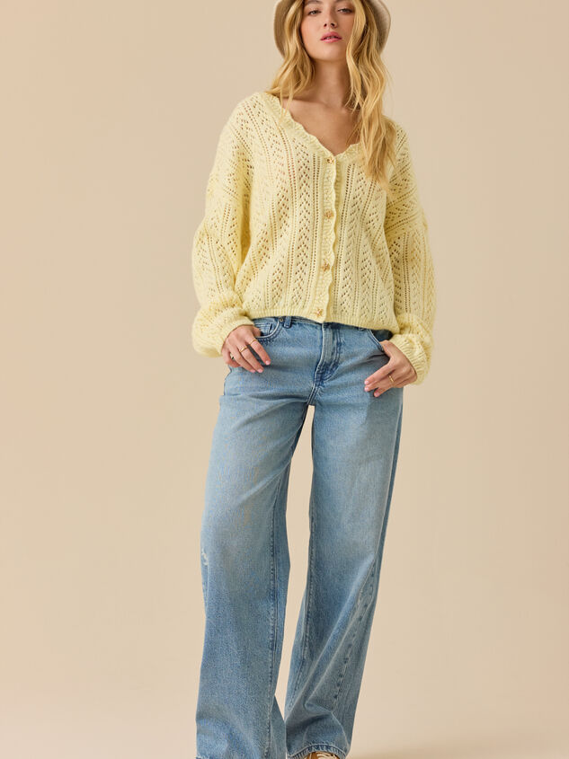 Angelina Pointelle Scalloped Cardigan Detail 2 - TULLABEE