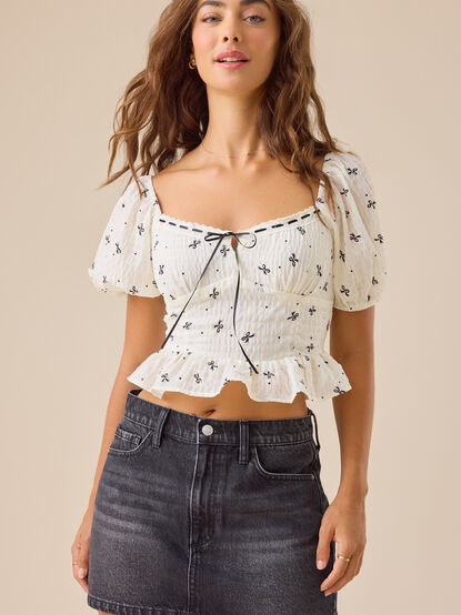 Beverley Bow Babydoll Top - TULLABEE