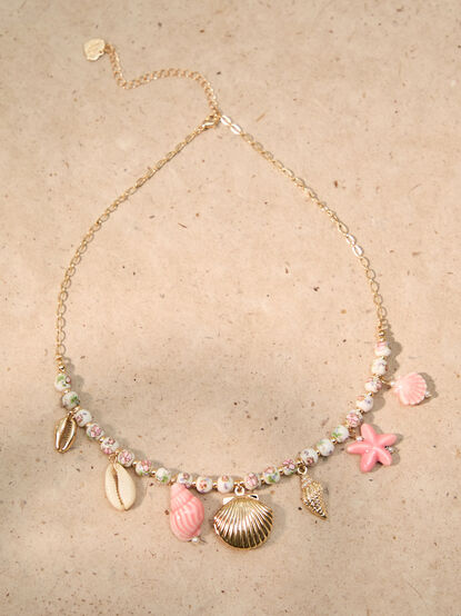 Pink Shell Charm Necklace - TULLABEE