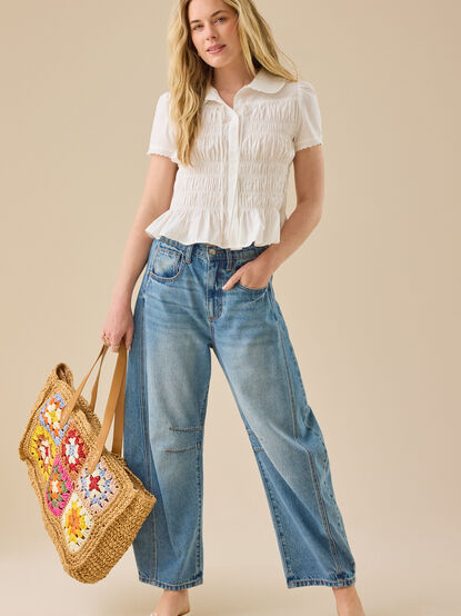 Rowen Button Down Collared Top - TULLABEE