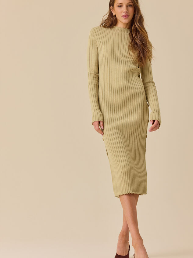 Charlie Side Button Sweater Midi Dress Detail 3 - TULLABEE