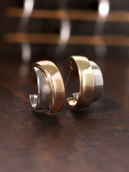 Mixed Metal Double Hoops - TULLABEE