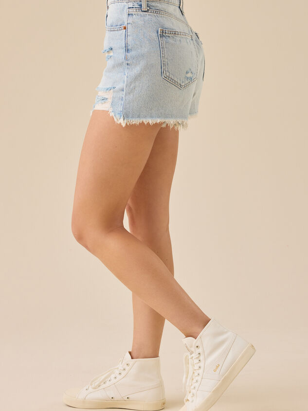Paisley High Rise Denim Shorts Detail 4 - TULLABEE