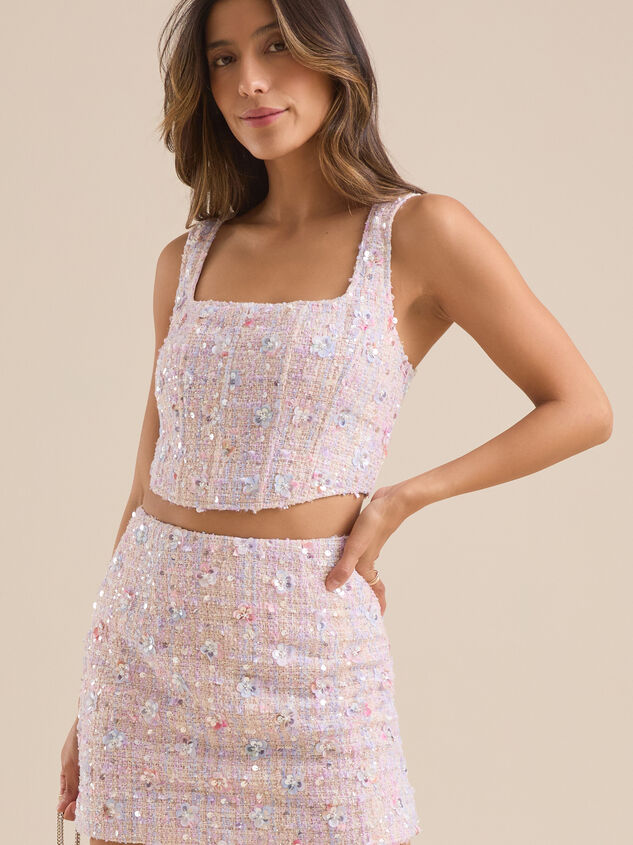 Ella Floral Sequin Tweed Corset Detail 5 - TULLABEE
