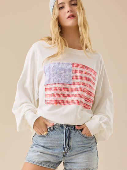Embroidered Flag Sweatshirt - TULLABEE