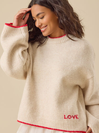 Love Contrast Trim Sweater - TULLABEE