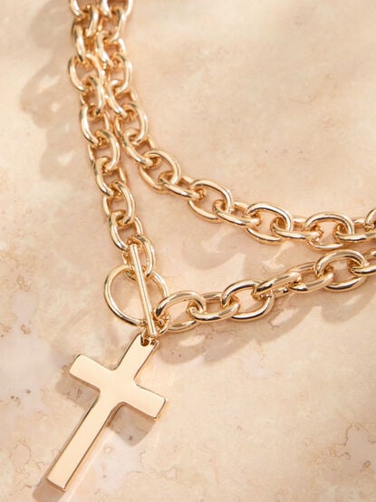 Double Layer Cross Necklace - TULLABEE