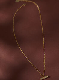 18K Gold Bar Charm Necklace - TULLABEE