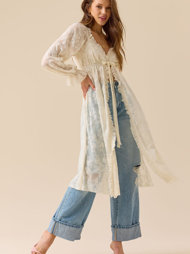 Margot Lace Tie Front Kimono - TULLABEE
