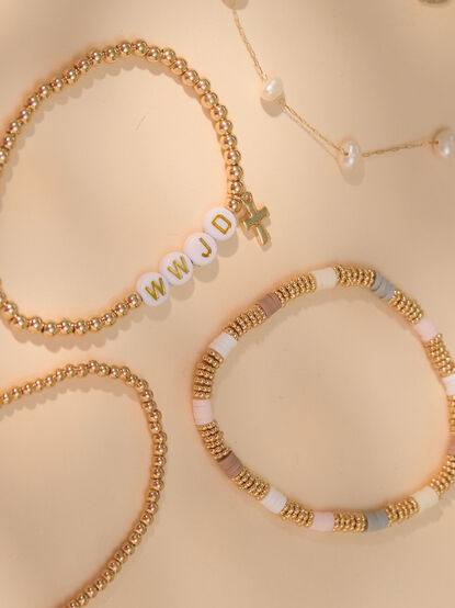 WWJD Stretch Beaded Bracelet Set - TULLABEE