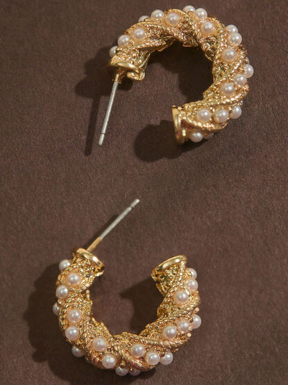Twisted Pearl Mini Hoops - TULLABEE