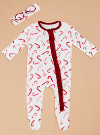 Candy Cane Cuteness Footie by Mudpie Detail 2 - TULLABEE