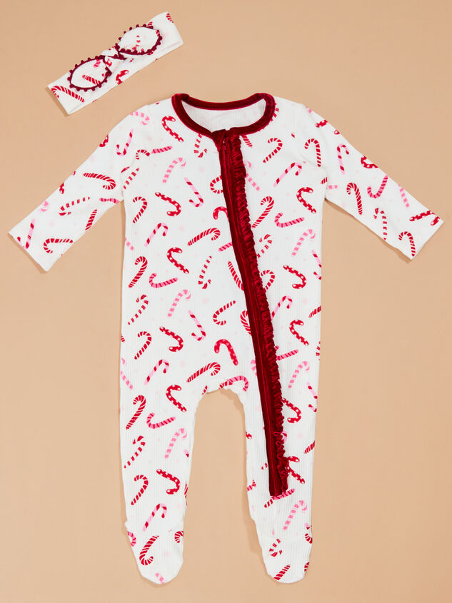 Candy Cane Cuteness Footie by Mudpie Detail 2 - TULLABEE