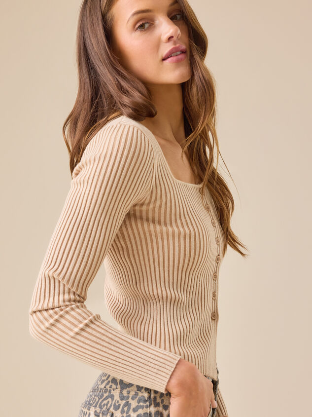 Jasper Ribbed Square Neck Top Detail 3 - TULLABEE