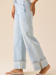 Edie Floral Embroidered Jeans Detail 4 - TULLABEE