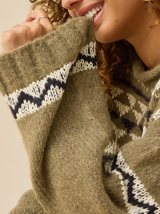 Fern Fair Isle Horse Sweater Detail 6 - TULLABEE